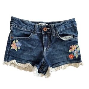 Kensie Girl Denim Embroidered Lace Trim size 10 Shorts